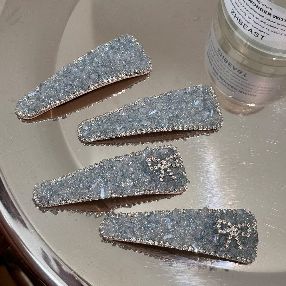 【019】Light Blue Crystal Bow Snap Hair Clips【$139.99】