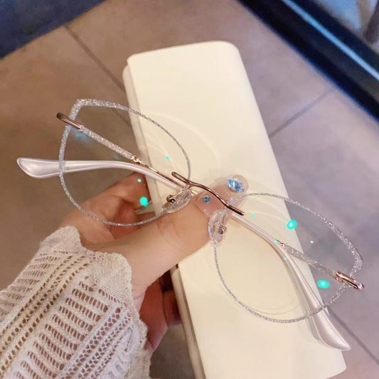 【016】Sparkling Rimless Cat-Eye Eyeglasses with Crystal Accents【99.99】