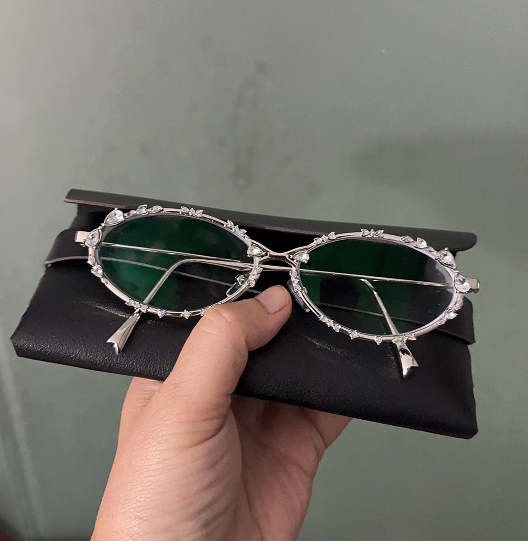 【016】Sparkling Rimless Cat-Eye Eyeglasses with Crystal Accents【99.99】