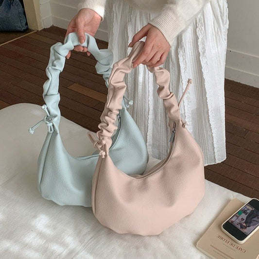 【007】Soft Ruched Handle Crescent Hobo Bag【$52.88】