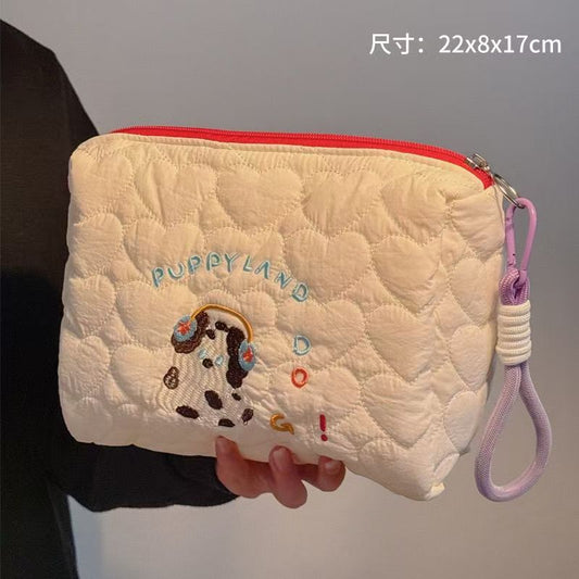 【B01】Cute Puppy Quilted Cosmetic Bag【$39.21】