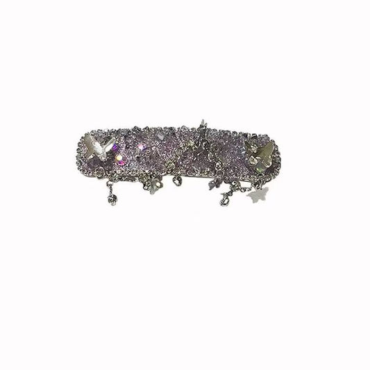 【001】Lavender Crystal Butterfly Tassel Hair Clip【$9.99】