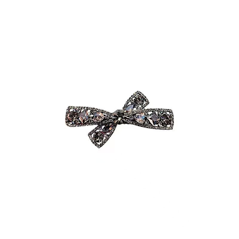 【002】Smoky Crystal Bow Hair Clip【$19.33】