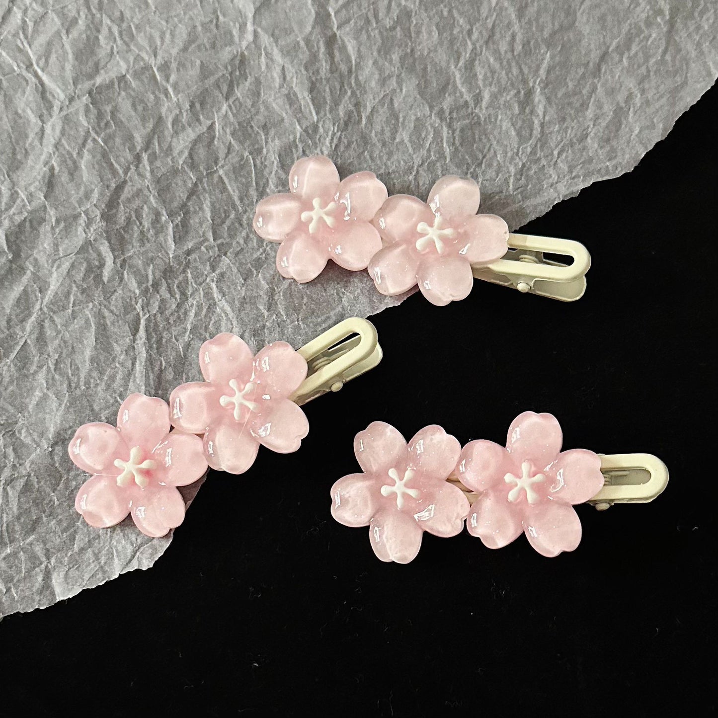 【A07】Pink Cherry Blossom Snap Hair Clips【$76.21】