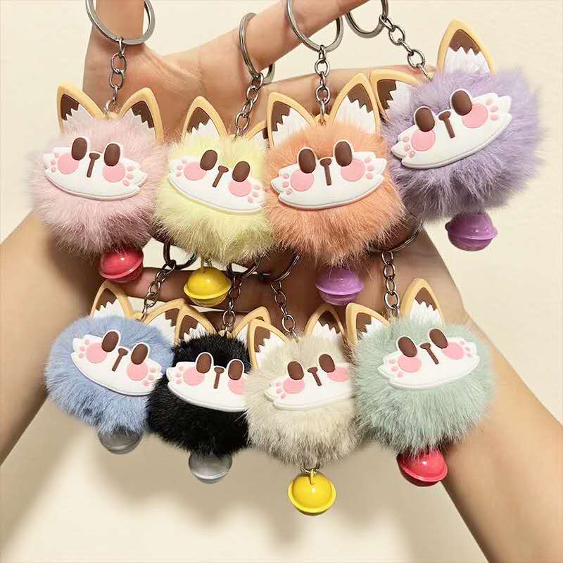 【C06】Long Wallet-Mini Fox Fur Keychain with Bell【$9.99】